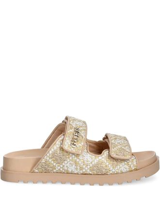 Guess Co Fadeliza embroidered double-strap flat sandals - Neutrals