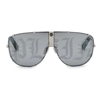 Philipp Plein Sunglasses, male, Gray, Size: 69 MM Aviator Stud