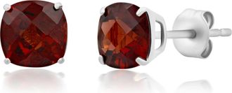 MAX + STONE 925 Sterling Silver 6mm Cushion Cut Gemstone Stud Earrings