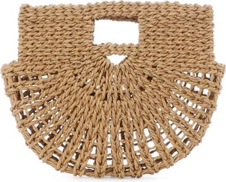 Adornia Natural Straw Arc Clutch Bag