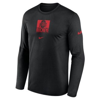 Nike Ohio State Courtside Nike Mens Dri-FIT College Long-Sleeve T-Shirt in Black | 02TJ00ALJT-DCB
