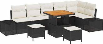 vidaXL Vidaxl - Conjunto de sofá de jardín 9 pcs Negro, Crema 80 x 80 x 71 cm