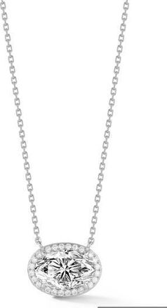 Glaze Jewelry Oval Moissanite Halo Pendant Necklace in Silver at Nordstrom Rack