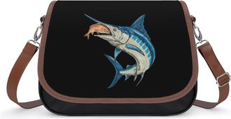 Generic Marlin Swordfish Eating Fish Fashion Womens Crossbody Bags Novelty Handbag Shoulder Bag Purse
