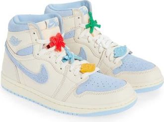 Nike Jordan Air Jordan 1 Retro High Basketball Sneaker in Pale Ivory/Psychic Blue/Milk at Nordstrom, Size 10.5