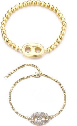 Adornia Set of 2 Crystal Mariner Bracelets in Gold at Nordstrom Rack