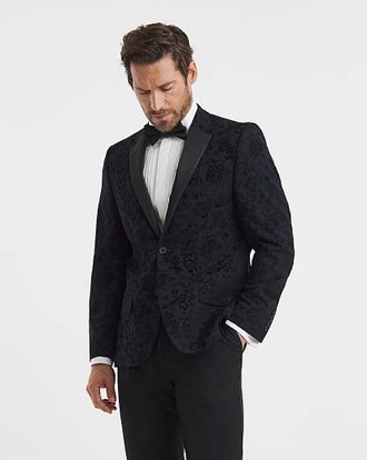 Jacamo Satin Lapel Flock Blazer