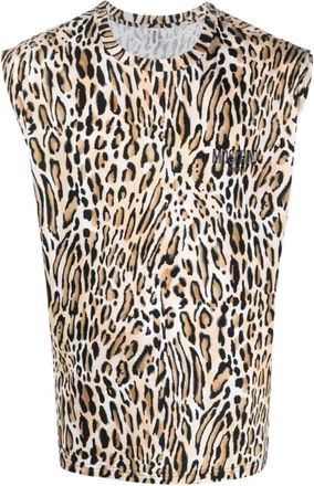 Moschino Tanktop met Logo en Luipaardprint - Heren - Tops zonder mouwen - Veelkleurig - M - Katoen - Tops