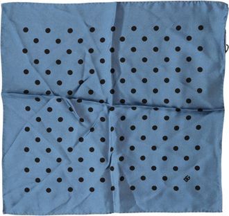 Dolce & Gabbana Blue Polka Dot Square Handkerchief Mens Scarf