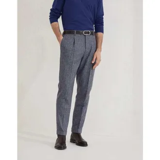 Brunello Cucinelli Mens Navy Wool Pleated Trousers, Size 52