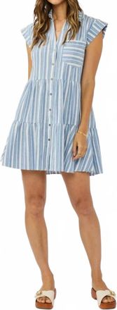 Lovestitch Striped Tiered Mini Dress In Blue