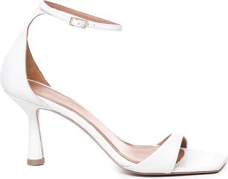 Giuliano Galiano Glamour Witte Sandalen Dunne Enkel Gesp - Dames - Sandalen met hakken - Wit - 39 EU - Leer - Schoenen