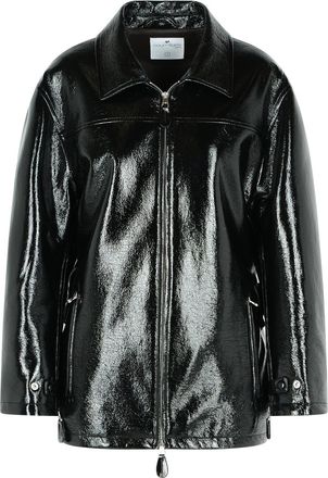 Courr&egrave;ges Vinyl zwart katoenen blend jas