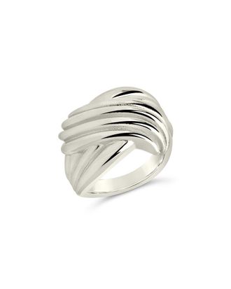 Sterling Forever Silver Plie Textured Statement Ring