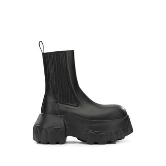 Rick Owens Black Leather Beatle Boots