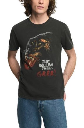 Lucky Brand Rolling Stones Grrr Cotton Graphic T-Shirt in Jet Black at Nordstrom, Size Xx-Large