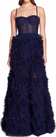 Marchesa Womens Tulle Gown Dress In Midnight