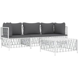 vidaXL Juego De Muebles De Jard&iacute;n 4 Piezas Y Cojines Acero Blanco Vidaxl