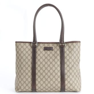 Gucci Brown Leather Coated Canvas Tote Bag (Pre-Owned)