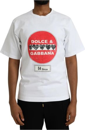 Dolce & Gabbana Amor Heart Crewneck T-Shirt - Heren - T-shirts - Wit - XS - Katoen - Tops