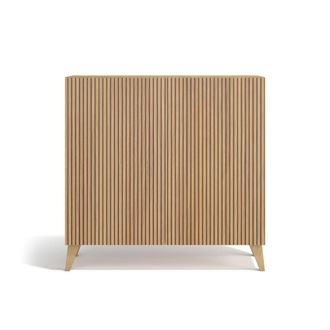 HERDASA Zapatero melamina roble dorado puertas impresi&oacute;n vallado 90x90x27cm