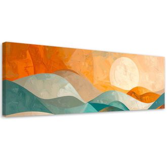Feeby Impresi&oacute;n De Imagen, Olas Abstracci&oacute;n En Colores Turquesa Y Beige, 120x40