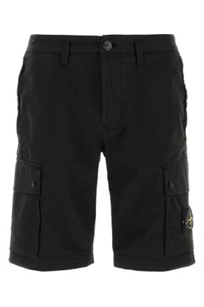 Stone Island Black Stretch Cotton Bermuda Shorts
