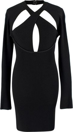 DAVID KOMA Black Ribbed Cut Out Mini Dress Size M