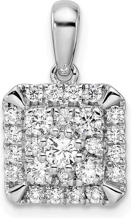 Diamond2Deal 14K White Gold Lab Grown Diamond Square Pendant (0.5ct, VS, G-H)