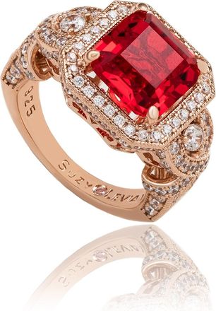 Suzy Levian Sterling Silver White Assher Cubic Zirconia Pave Engagement Ring