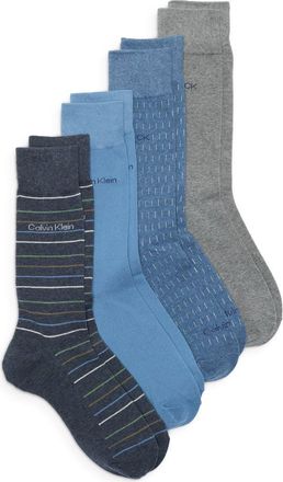 Calvin Klein 4-Pack Assorted Dress Socks in Blue Multi at Nordstrom Rack