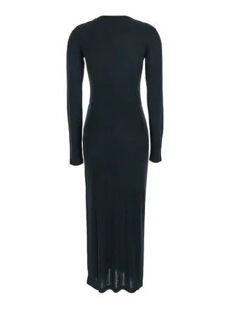 Isabel Marant Womens Black Midi Dress With Round Neck And Ruched Details Modal