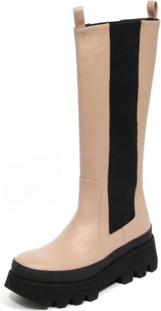 Paloma Barcel&oacute; Bibi Leren laarzen in Mauve - Dames - Hoge Laarzen - Beige - 38 EU - Schoenen
