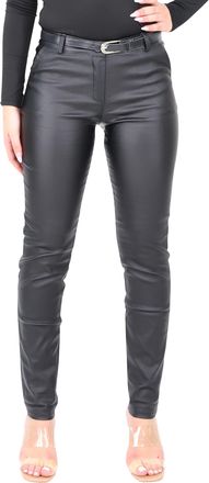 Malito more than fashion Malito - Womens Chino Trousers - Chic Elastic Leather Look Trousers - Festive Elegant Stretch Womens Trousers 1031 (S-XXL), black, L