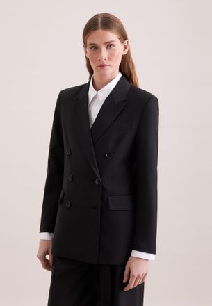 Seidensticker Jackenblazer SEIDENSTICKER, Damen, Gr. 36, schwarz, 52% Polyester, 43% Schurwolle, 5% Elastan, unifarben, Blazer Jackenblazer