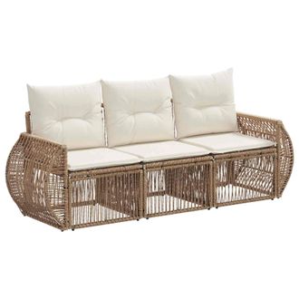 vidaXL Conjunto De Sof&aacute;s De Jard&iacute;n 3 Pcs Beige Y Blanco Crema Vidaxl