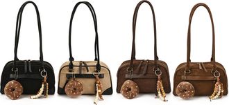 Generic Pufei Faux Suede Shoulder Bag Large Capacity Tote Bag Bag for Women (Black)