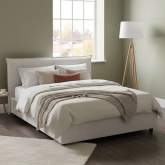 Dmora Dmora - Cama Matrimonial Dfecci, Cama Contenedor Con Revestimiento De Tela, 100% Made In Italy, Apertura Frontal, Con Colch&oacute;n De Cm 160x200 Incluido, 