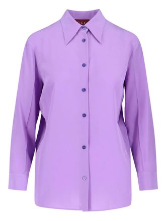 Gucci GG silk shirt - women - Silk/Polyester - 42 - Purple