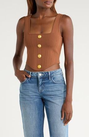 L'agence Saga Square Neck Tank in Sepia Brown/Gold at Nordstrom Rack, Size Xx-Large