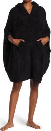 Barefoot Dreams CozyChic Ribbed Hooded Poncho in Black at Nordstrom