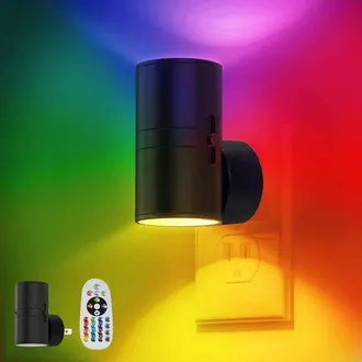 OEM Set Di 16 Luci Notturne A Led Colorate Con Spina, Luci Notturne Rgb A Cambio Colore Con Sensore Di Luce, 0-100 Lm, Con Telecomando, Per Corridoio, Cam
