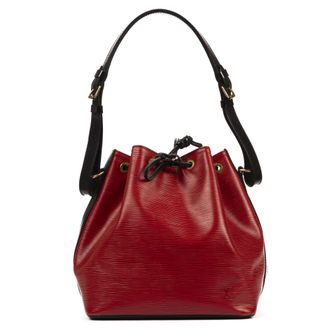 Louis Vuitton Pre-owned Womens Noe Bicolor Black Stitching PM Shoulder Bag - Red - One Size