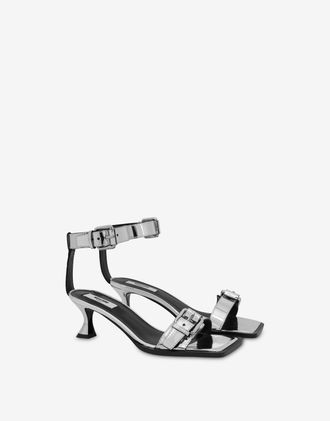 Moschino Mirror effect sandals - Silver