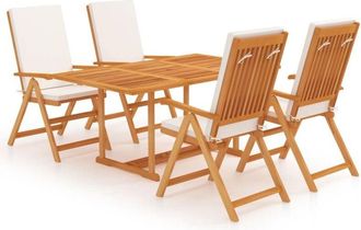 vidaXL Juego De Comedor Para Jard&iacute;n 5 Piezas Teca Maciza Y Cojines Vidaxl