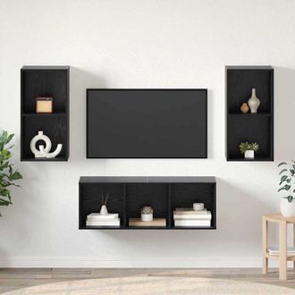 vidaXL Vidaxl - Juego De Muebles De Tv 3 Pcs Roble Negro 37 X 37 X 107 Cm