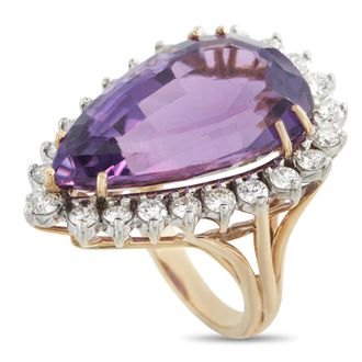 Luxury Bazaar 14K Rose Gold 1.84ct Diamond and Amethyst Ring MF05-050126