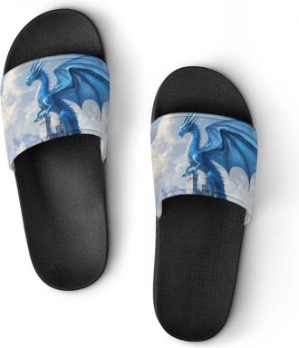 Generic Dragon Stand On Castles Unisex Beach Slippers & Pool Slides Anti-Slip House Shoes for Home Outdoor