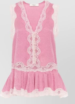 Chlo&eacute; silk sleeveless peplum blouse