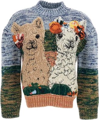 Stella McCartney Alpaca-patroon coltrui - Dames - Ronde hals truien - Veelkleurig - S - Wol - Truien & Vesten